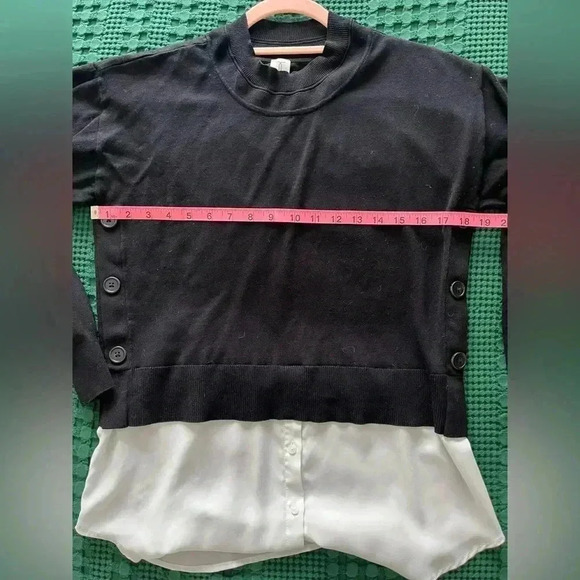 Tristan Black Button-Side Layered Sweater Top - Picture 5 of 5